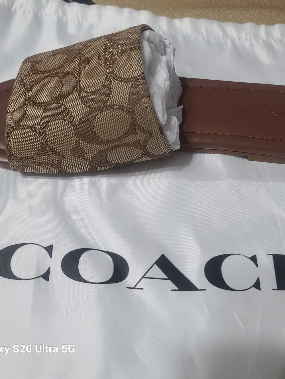NWOT Coach Brown Monogram Slide Sandals with Gold Logo Women 9M - Picture 2 of 6